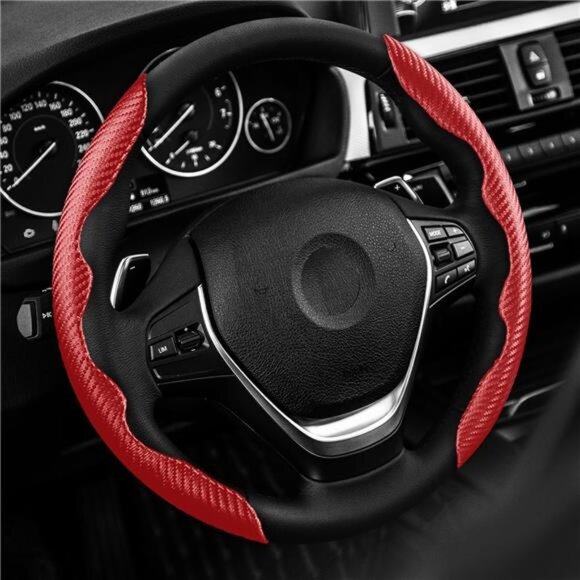 Steering Wheel Cover,Carbon Fiber Car Steering Wheel Cover with Non-Slip Lining - Picture 2 of 7